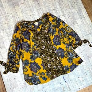 Anthropologie Fig & Flower Women's Flower V Neck Blouse